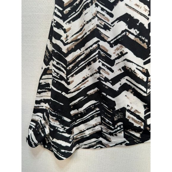 AGB Woman Long Sleeve Top Blouse 3X Black & White Geometric Print Stretchy Casua - Picture 5 of 10